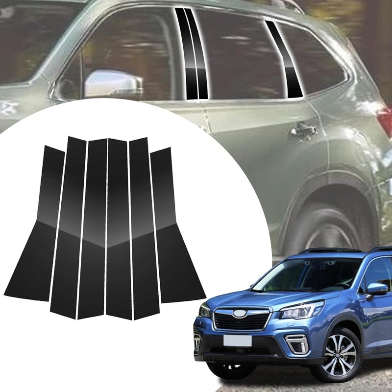SKYLOTEC Black Glossy Pillar Post Door Window Trim for Subaru Forester 2019 2020 2021 2022 2023-6PC Window Molding Kit - Image 1